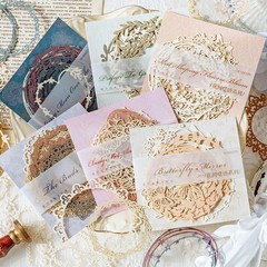 60 Pcs Hollow Out Flower Frames Decorative Paper Card for DIY Scrapbook Journal