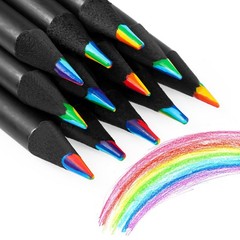 24 PCS 7 Color In 1 Rainbow Pencils For Kids Pre Sharpened With Sharpener