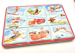 Vintage Page London Watercolor Paint Tin 54 Cake Colors Sports Tennis Theme 1960