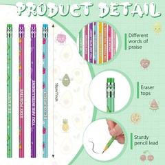 120 Pcs Scented Colorful HB Pencils with Erasers – Fun Motivational Bulk Set for