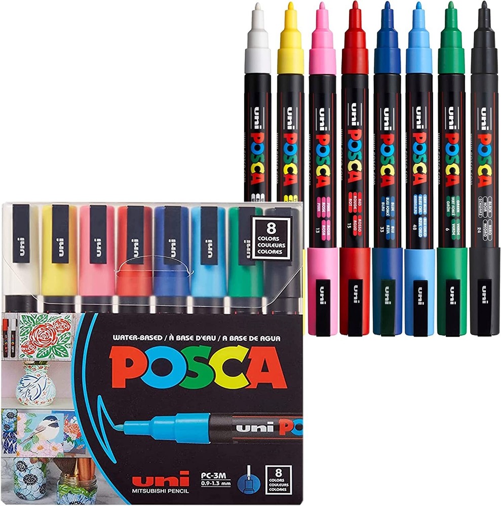 Uni-Posca Paint Marker – Assorted Colors – Set of 8 – PC3M – NEW – 99¢ Shipping!