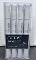 Copic Sketch Markers 12 pc set of Cool Gray ~ Brand New Sealed