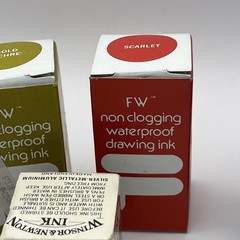 Lot Of 5 FW Nonclogging calligraphy Drawing Ink By FW Higgins Winsor Newton READ