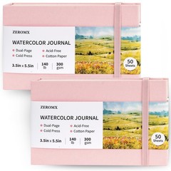 Watercolor Sketchbook, 3.5×5.5 Watercolor Journal, 2 Packs, 50 Sheets Each, C…