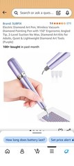 SUBFIX Electric Diamond Art Pen, Wireless Vacuum Diamond Painting Pen (Purple)