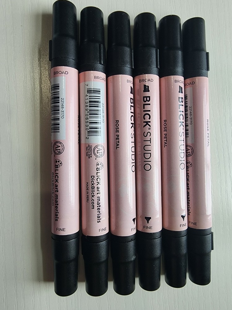 6 New Blick Studio Markers Dual Tip – Rose Petal