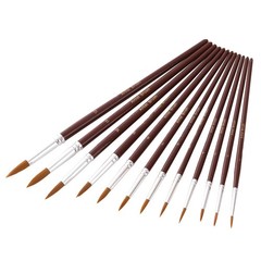12 Pieces Wine Red Nylon Hair Watercolor Painting Brush Set for Artists