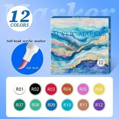 12 Colours Acrylic Paint Pens for Rock Painting Wood Ceramic Fabric Metal Canvas