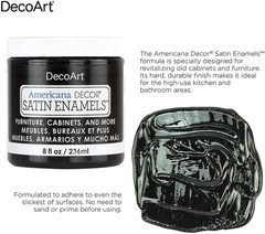 Americana Decor Satin Enamels – 2 Pack 8 Oz Classic Black Acrylic Paint Set f…