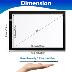 A4 Light Pad for Weeding Vinyl, LED Copy Board Light Tracing Box Ultra-Thin Adju