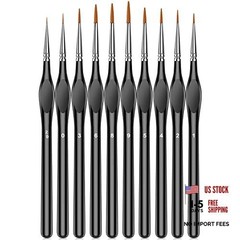 Pcs Micro Paint Brushes Set with Triangular Handles – For Acrylic, 10 Black