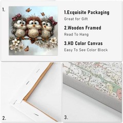 Birds Paint by Numbers Kit for Adults Beginner,Owl Adult Paint by Number Kits o