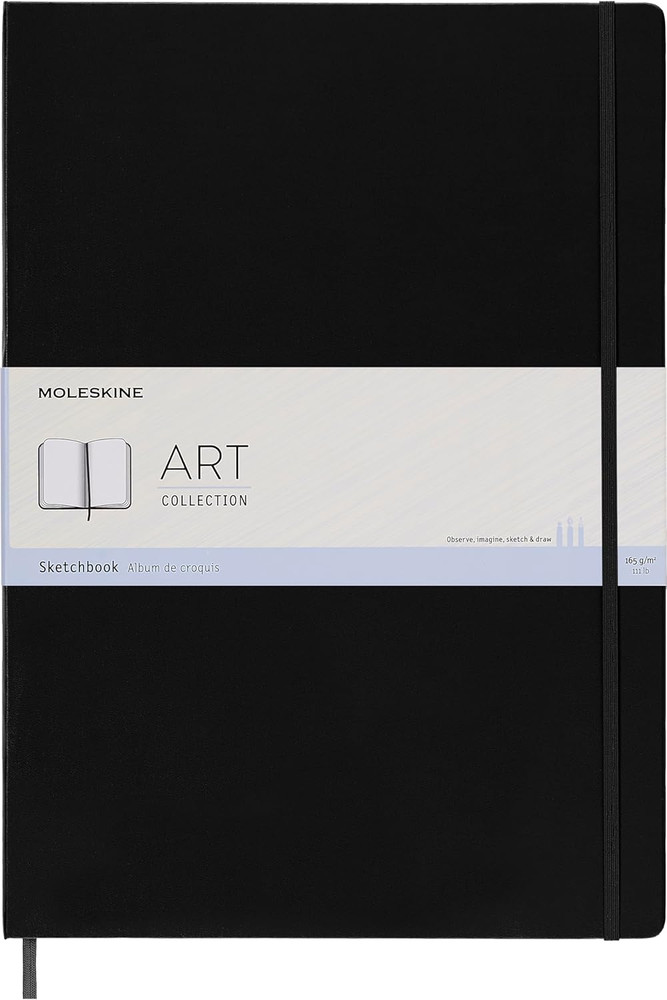Art Sketchbook, Hard Cover, A3 (11.75″ X 16.5″) Plain/Blank, Black, 96 Pages
