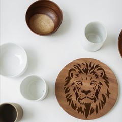 Lion Head Pattern Stencils 4 Styles With Brush 5.9×5.9 Inch Reusable PET Art