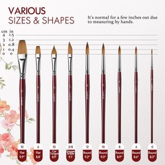 Sable Paint Brushes Professional Watercolor Paintbrush Artist Round Flat 9 PCS