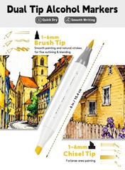 120 Alcohol Brush Marker with Free App, Chen Rui Dual Tips Art Markers for Ad…