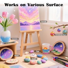 120 Colors Acrylic Paint Markers – Dual Tip Brush & Fine Pens for Rock, Canvas,