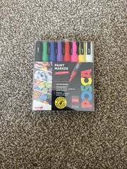 POSCA PC-3M Fine Bullet Tip Multi-Surface Paint Markers STANDARD COLOURS 8 PACK