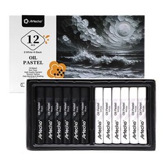 Artecho Oil Pastels Set of 12 PCS, 6 White and 6 Black Oil Pastels, Soft Oil …