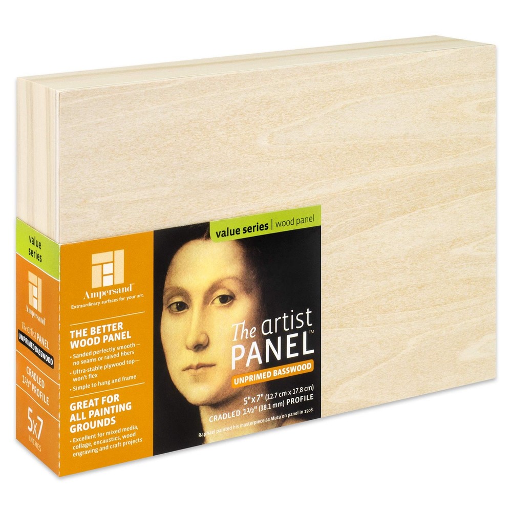 Unprimed Basswood Artist Painting Panel 11/2 Inch Cradled Profile 5×7 Inch