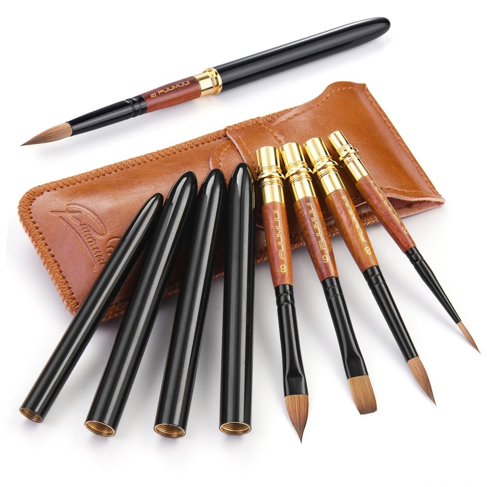 Sable Travel Watercolor Brushes 4pcs Elegant Kolinsky Sable Travel Brushes Trave