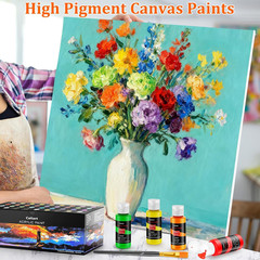 Caliart Acrylic Paint Set with 12 Brushes, 36 Colors Art Craft Paint Kits for Ar