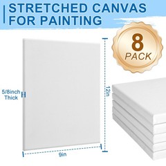 ESRICH Stretched Canvas for Painting, 8 Pack 9×12 Inch 9X12IN 8 Packs, white