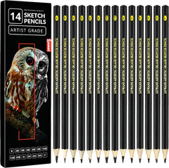 Drawing Pencils Set of 14 (B – 12B) Sketching Pencils for Drawing, Shading & Doo
