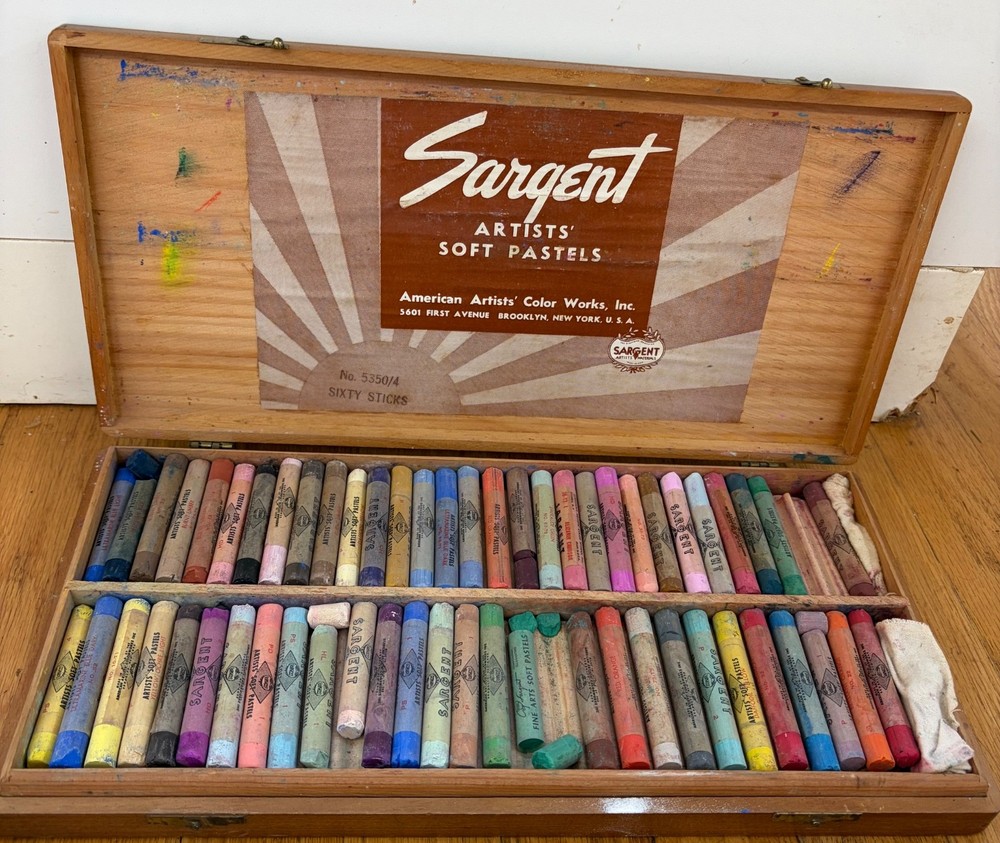 Antique SARGENT Artists Soft Pastels Original Wooden Box #5350/4