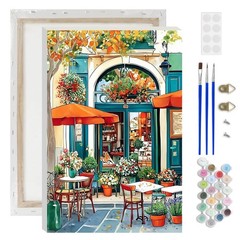 Street Café Paint by Numbers Kit for Adults, Street Scenes Acrylic Paint by N…