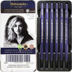 Artist Woodless Pure Pencils – Ultra Soft and Dark – 6pc Set Equivalent to 28…