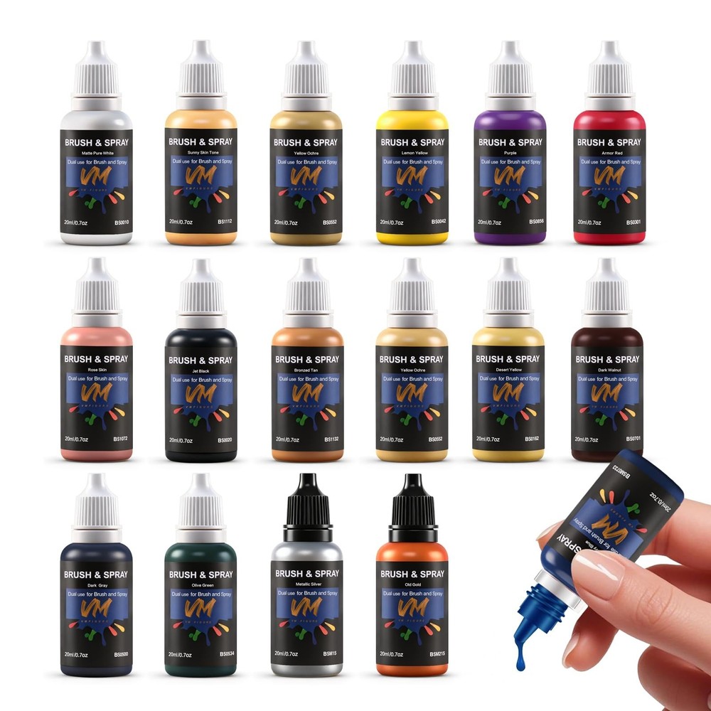 VM Basic Colors Miniature Paint Set – 20ml x 16 Bottles Basic Color Miniature…