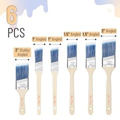 Paint Brushes 6-Pack Angle Brushes in Assorted Sizes for All Latex and Oil Paint