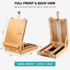 Beechwood Tabletop Easel Set for Painting, 60 Table easel box set with strap