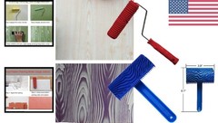 2-Piece Rubber Empaistic Wood Pattern Roller & Graining Tool for DIY Home Decor