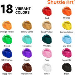 Shuttle Art 18 Colors Acrylic Paint Bottle Set (250Ml/8.45Oz), Rich Pigmented Bu