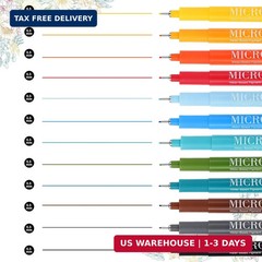 Thboxes Colored Fineliner Pens, Set of 12 Colors Micron Fineliner Pens, Micro Pe