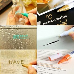 Bemlp Waterproof Metallic Paint Marker Pens Fluorescence Colors Tire Black