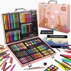 KINSPORY 150 Piece Pink Art Set with Sketch Book