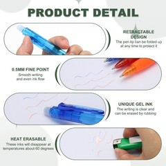 3Pcs Erasable Gel Pens, Retractable Fine Point 0.5mm Marking Pen, Light Yellow