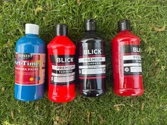 Blick Tempura Paint Bundle Of 4 Dark Red, Red, Blue, 1 Liter