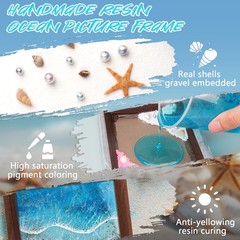 Ocean Resin Art Kit, Clear Epoxy Resin Kit with Frames, Beginner DIY Ocean Pa…