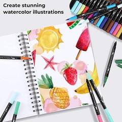 Markers for Adult Coloring Books 60 Colors Dual Tip Brush Fineliner Non-Bleeding