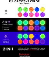 Fluorescent Glow in the Dark Paint Set – 60ml / 2oz Neon Glow Acrylic Paint