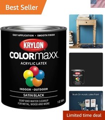 1 Quart COLORmaxx Satin Acrylic Paint – Elegant Black for Indoor/Outdoor Use