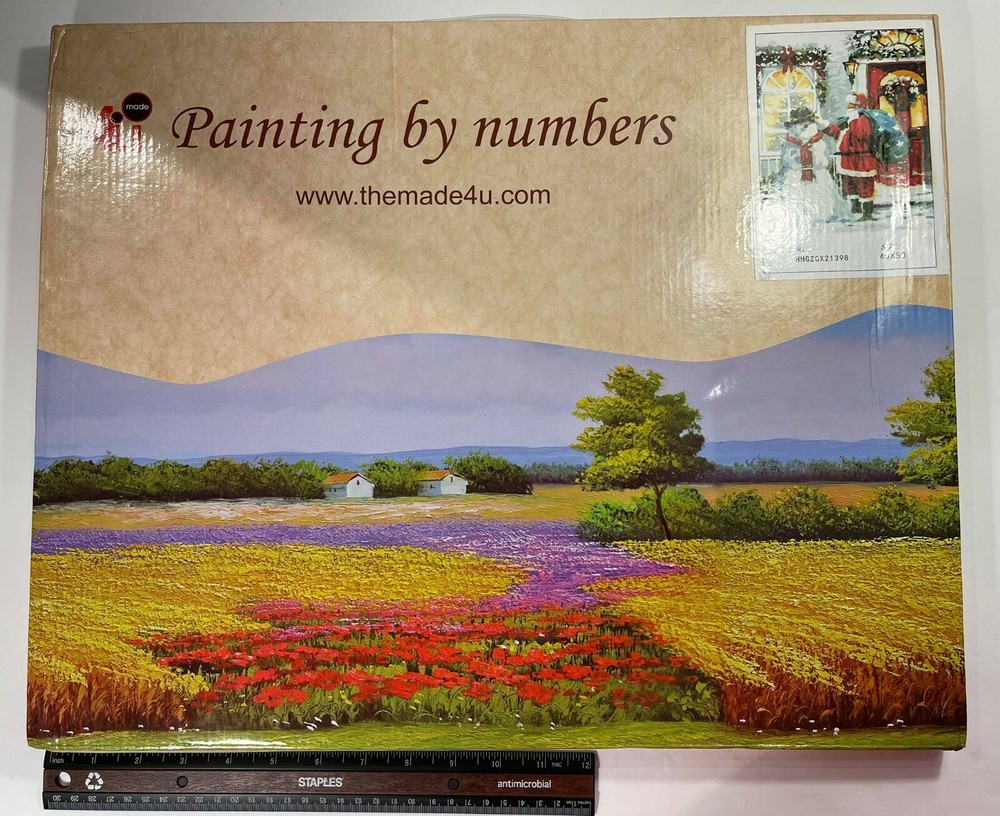 NEW Paint by Numbers Kit -Christmas Acrylic Wood Framed 40×50 w/ Brushes & Paint