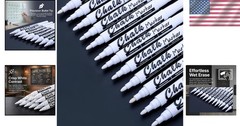 Washable Non-Toxic White Chalk Markers for Glass & Blackboard – 12 Count
