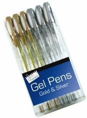6 New Gold And Silver Gel Pens Set Highlights Metallic Christmas Art Craft