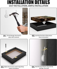 Black Canvas Floater Frame for 24×36″ Art – Modern Wall Decor, Hardware Included