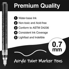 ANYE OUTLET Acrylic Paint 1 count (Pack of 8), Black, Gold, Silver, White